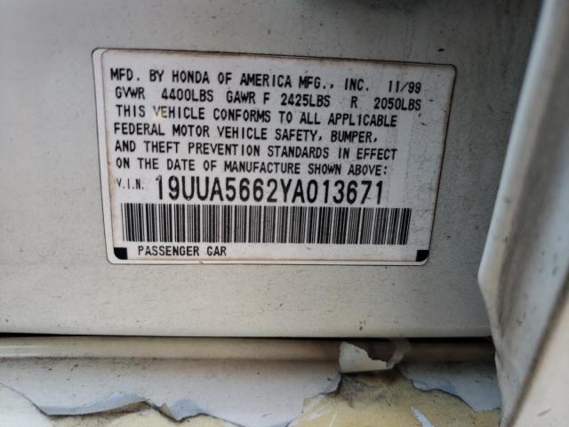 Photo 10 from auction – 2000 ACURA 3.2TL with VIN 19UUA5662YA013671