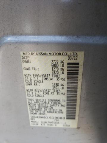 Photo 10 from auction – 2012 NISSAN PATHFINDER with VIN 5N1AR1NN1CC619080