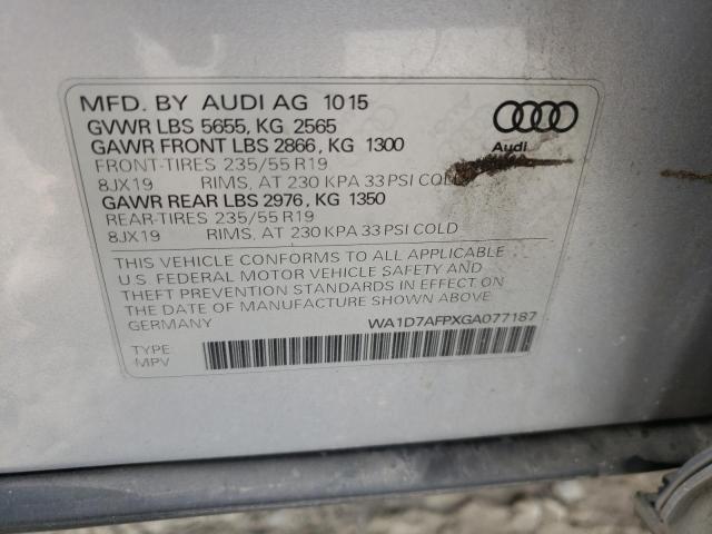 Photo 10 from auction – 2016 AUDI Q5 PREMIUM with VIN WA1D7AFPXGA077187