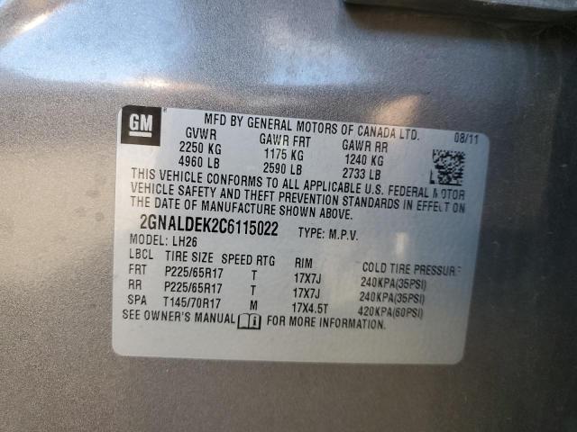 Photo 10 from auction – 2012 CHEVROLET EQUINOX LT with VIN 2GNALDEK2C6115022
