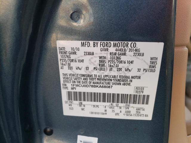 Photo 10 from auction – 2011 FORD ESCAPE XLT with VIN 1FMCU0D78BKA68087