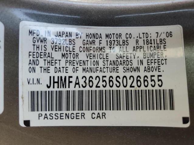 Photo 10 from auction – 2006 HONDA CIVIC HYBR with VIN JHMFA36256S026655