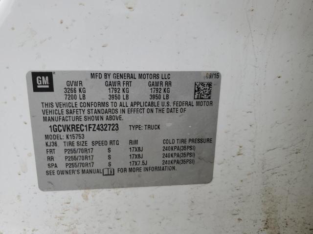 Photo 10 from auction – 2015 CHEVROLET SILVERADO with VIN 1GCVKREC1FZ432723