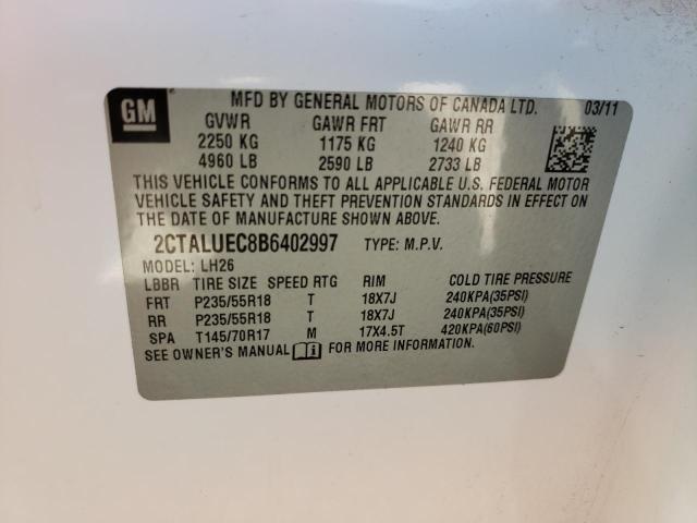 Photo 10 from auction – 2011 GMC TERRAIN SL with VIN 2CTALUEC8B6402997