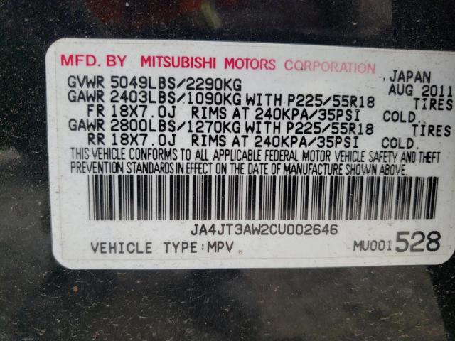 Photo 10 from auction – 2012 MITSUBISHI OUTLANDER with VIN JA4JT3AW2CU002646