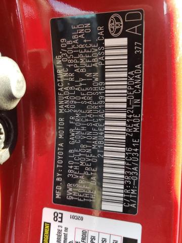 Foto 10 de la subasta – 2010 TOYOTA COROLLA BA con VIN 2T1BU4EE1AC199169