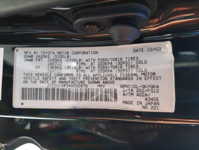 Photo 10 from auction – 2004 TOYOTA 4RUNNER SR with VIN JTEZU14R340022876