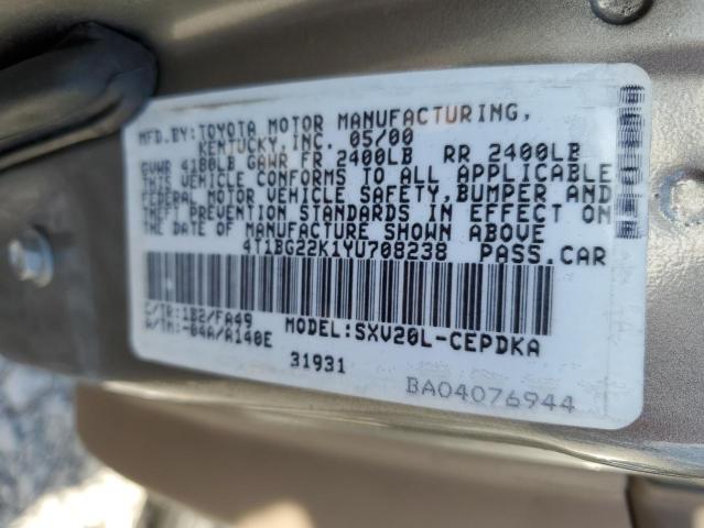 Photo 10 from auction – 2000 TOYOTA CAMRY CE with VIN 4T1BG22K1YU708238