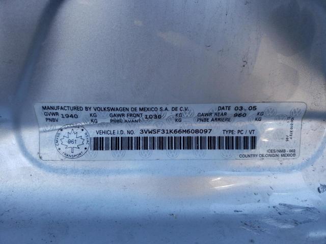 Photo 10 from auction – 2006 VOLKSWAGEN JETTA 2.5 with VIN 3VWSF31K66M608097