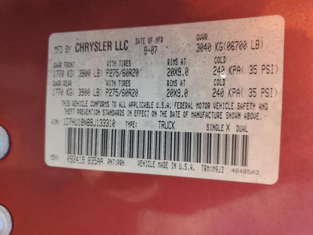 Photo 10 from auction – 2008 DODGE RAM 1500 S with VIN 1D7HU18N88J133310