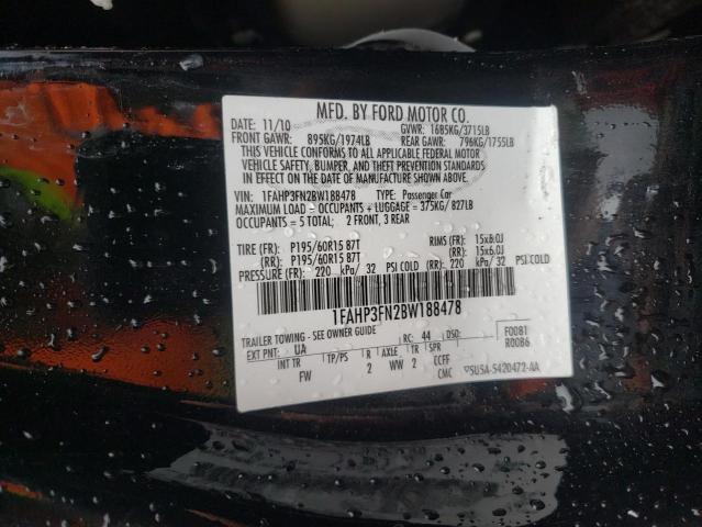 Photo 10 from auction – 2011 FORD FOCUS SE with VIN 1FAHP3FN2BW188478