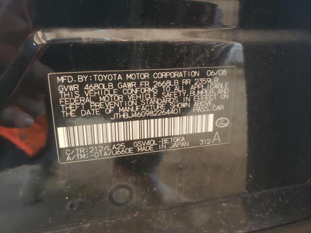 Photo 10 from auction – 2008 LEXUS ES 350 with VIN JTHBJ46G982264401