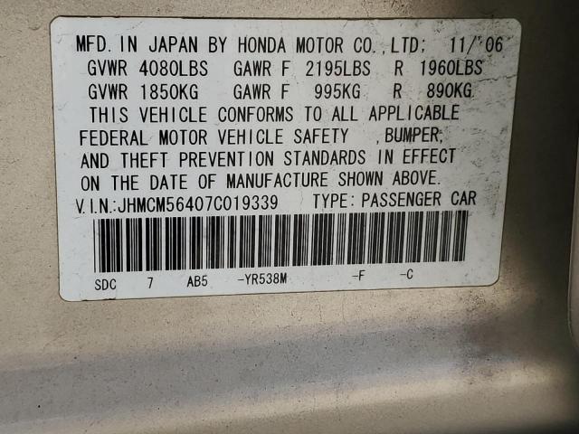 Photo 10 from auction – 2007 HONDA ACCORD LX with VIN JHMCM56407C019339