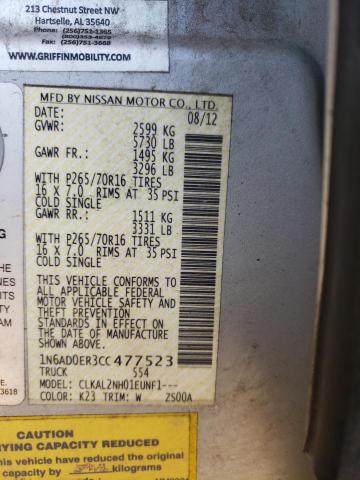 Photo 10 from auction – 2012 NISSAN FRONTIER S with VIN 1N6AD0ER3CC477523