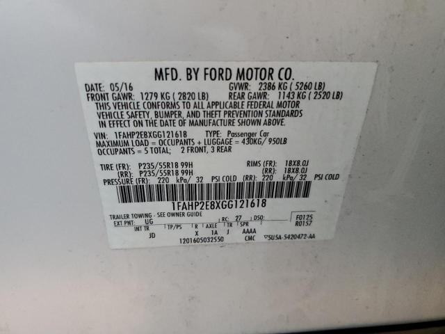 Photo 10 from auction – 2016 FORD TAURUS SEL with VIN 1FAHP2E8XGG121618