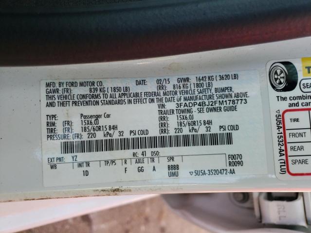 Photo 10 from auction – 2015 FORD FIESTA SE with VIN 3FADP4BJ2FM178773