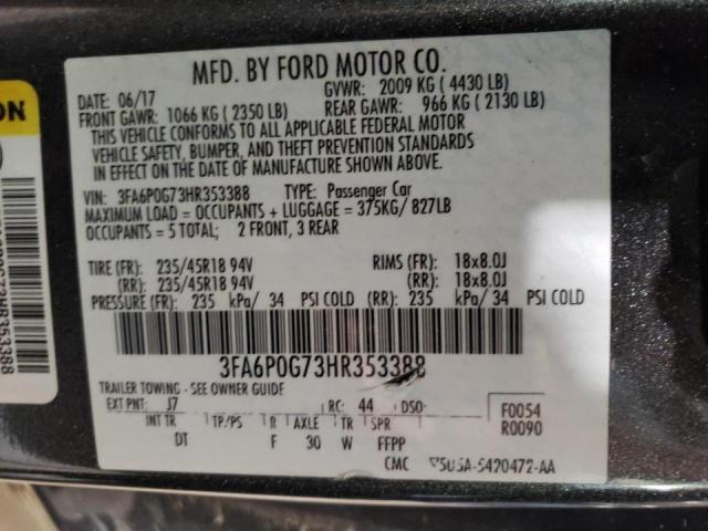 Photo 10 from auction – 2017 FORD FUSION S with VIN 3FA6P0G73HR353388