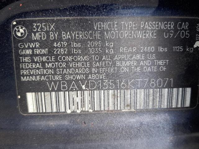 Photo 10 from auction – 2006 BMW 325 XI with VIN WBAVD13516KT78071