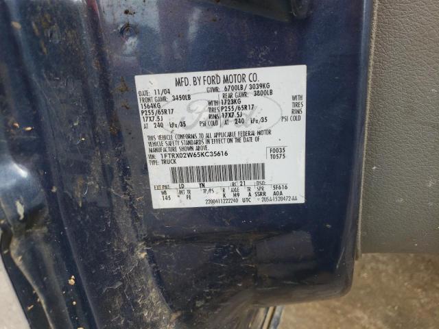 Photo 10 from auction – 2005 FORD F150 with VIN 1FTRX02W65KC35616