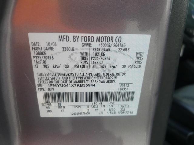 Photo 10 from auction – 2007 FORD ESCAPE LIM with VIN 1FMYU041X7KB35944