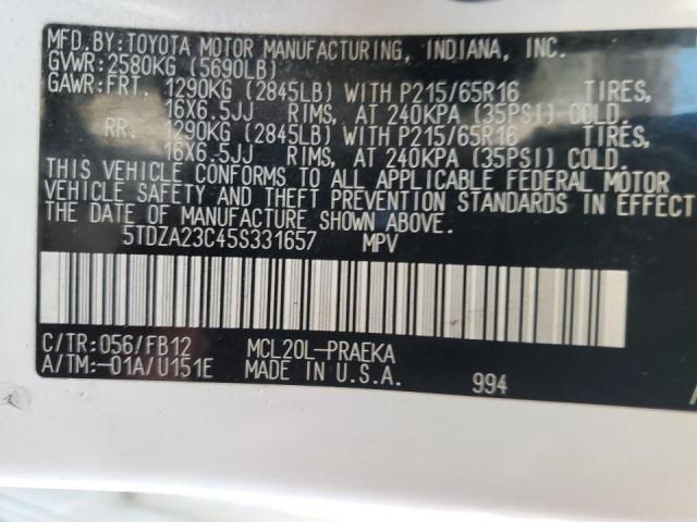 Photo 10 from auction – 2005 TOYOTA SIENNA CE with VIN 5TDZA23C45S331657