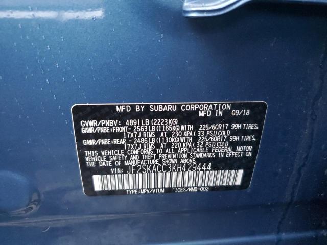 Photo 10 from auction – 2019 SUBARU FORESTER with VIN JF2SKACC3KH429444