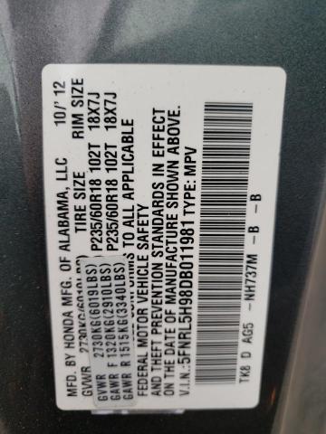 Photo 10 from auction – 2013 HONDA ODYSSEY TO with VIN 5FNRL5H98DB011981
