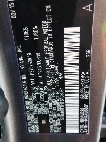 Photo 10 from auction – 2015 TOYOTA HIGHLANDER with VIN 5TDJKRFH1FS136031