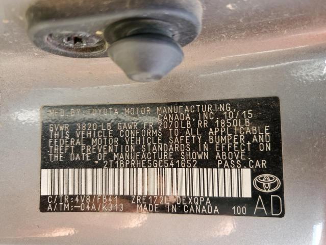 Photo 10 from auction – 2016 TOYOTA COROLLA EC with VIN 2T1BPRHE5GC541652