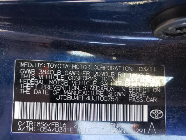 Photo 10 from auction – 2011 TOYOTA COROLLA BA with VIN JTDBU4EE4BJ100754