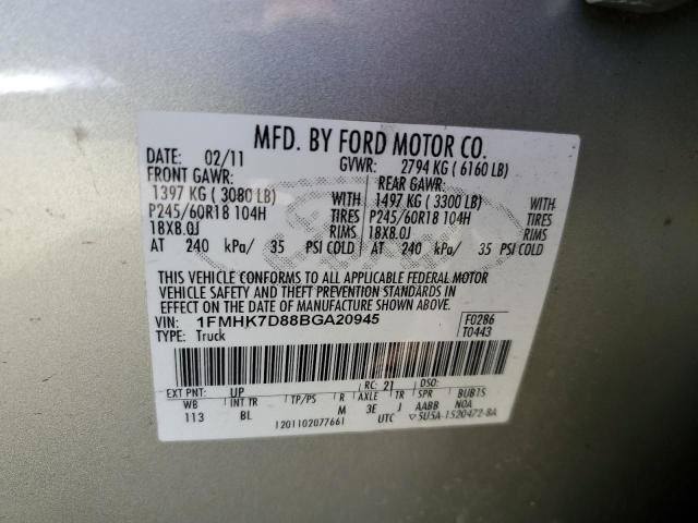 Photo 10 from auction – 2011 FORD EXPLORER X with VIN 1FMHK7D88BGA20945