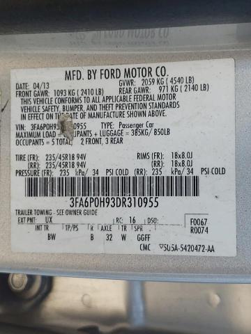 Photo 10 from auction – 2013 FORD FUSION SE with VIN 3FA6P0H93DR310955