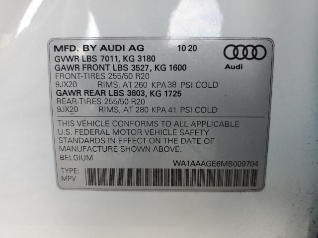 Photo 10 from auction – 2021 AUDI E-TRON PRE with VIN WA1AAAGE6MB009704