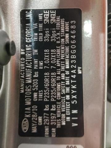Photo 10 from auction – 2011 KIA SORENTO BA with VIN 5XYKT4A23BG064683