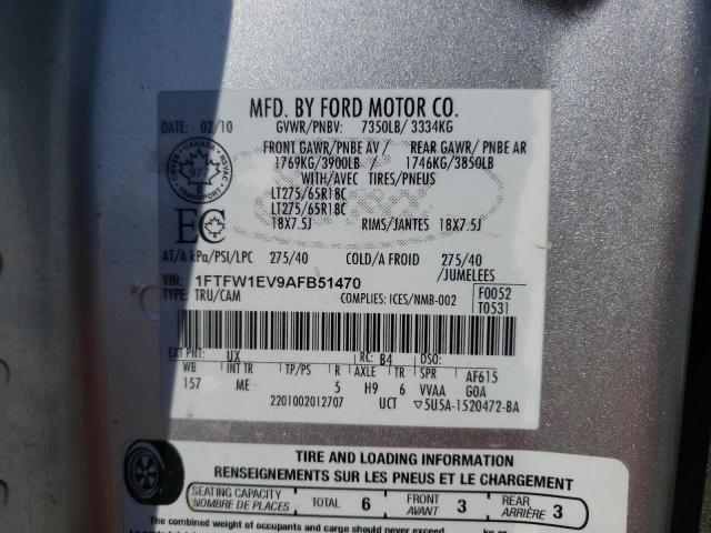 Photo 10 from auction – 2010 FORD F150 SUPER with VIN 1FTFW1EV9AFB51470
