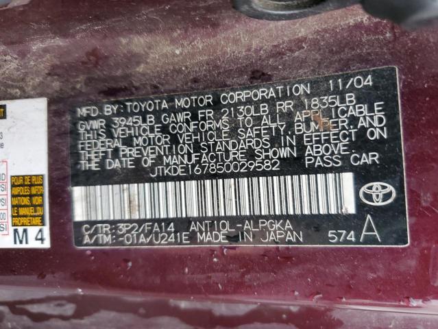 Photo 10 from auction – 2005 TOYOTA SCION TC with VIN JTKDE167850029582