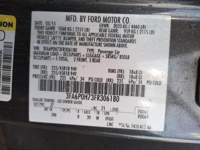 Photo 10 from auction – 2015 FORD FUSION SE with VIN 3FA6P0H73FR306180