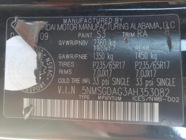 Photo 10 from auction – 2010 HYUNDAI SANTA FE G with VIN 5NMSGDAG3AH353082