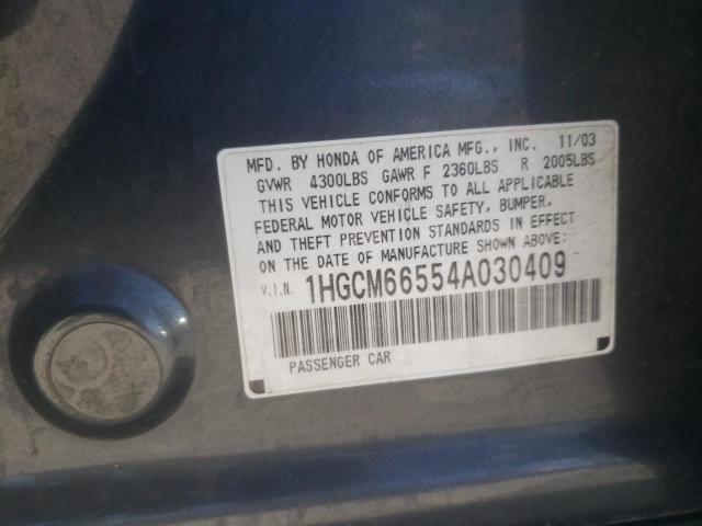 Photo 10 from auction – 2004 HONDA ACCORD EX with VIN 1HGCM66554A030409