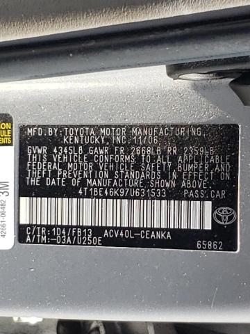 Photo 10 from auction – 2007 TOYOTA CAMRY CE with VIN 4T1BE46K97U631533