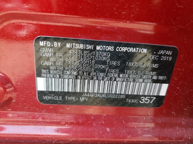 Photo 10 from auction – 2020 MITSUBISHI OUTLANDER with VIN JA4AP3AU4LU022285