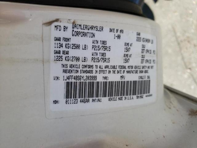 Photo 10 from auction – 2000 JEEP CHEROKEE S with VIN 1J4FF48S6YL203999