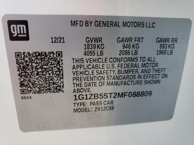 Photo 10 from auction – 2021 CHEVROLET MALIBU LS with VIN 1G1ZB5ST2MF088809