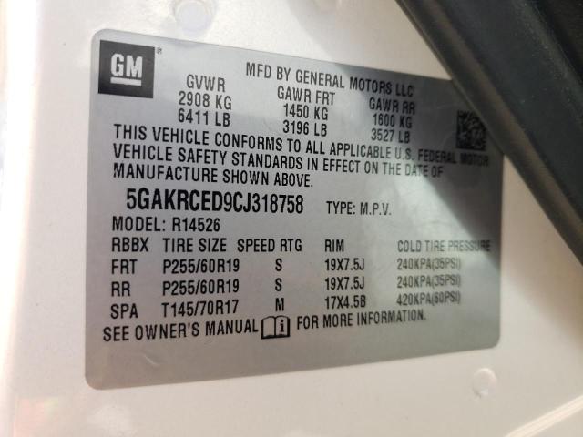 Photo 10 from auction – 2012 BUICK ENCLAVE with VIN 5GAKRCED9CJ318758