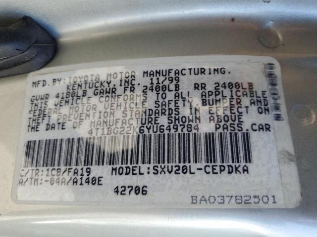 Photo 10 from auction – 2000 TOYOTA CAMRY CE with VIN 4T1BG22K6YU649784