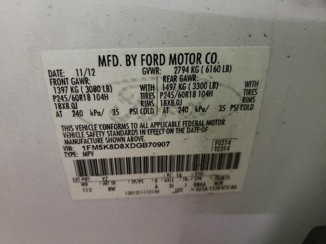 Photo 10 from auction – 2013 FORD EXPLORER X with VIN 1FM5K8D8XDGB70907