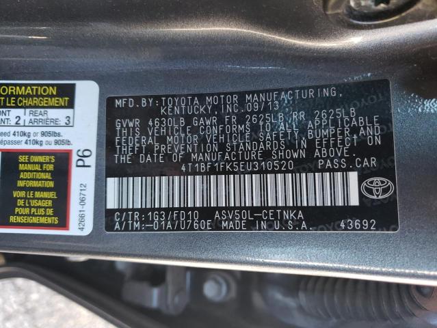 Photo 10 from auction – 2014 TOYOTA CAMRY L with VIN 4T1BF1FK5EU310520