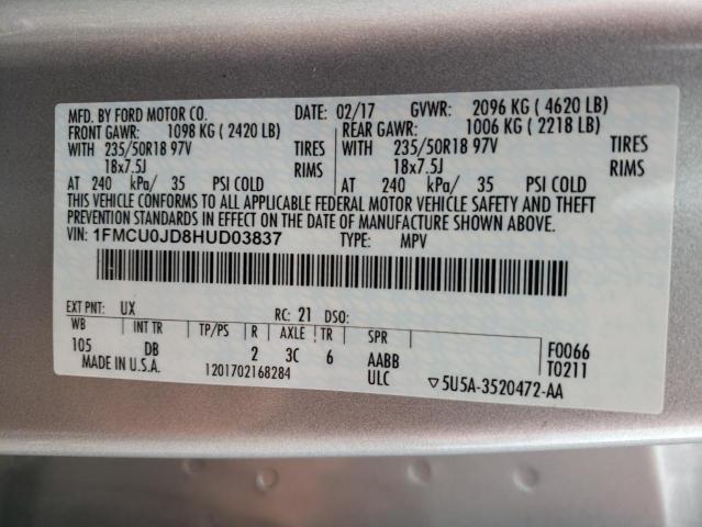 Photo 10 from auction – 2017 FORD ESCAPE TIT with VIN 1FMCU0JD8HUD03837