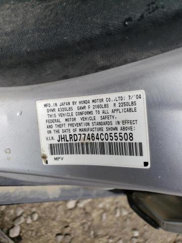 Photo 10 from auction – 2004 HONDA CRV with VIN JHLRD77464C055508