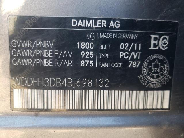 Photo 10 from auction – 2011 MERCEDES-BENZ B200 with VIN WDDFH3DB4BJ698132